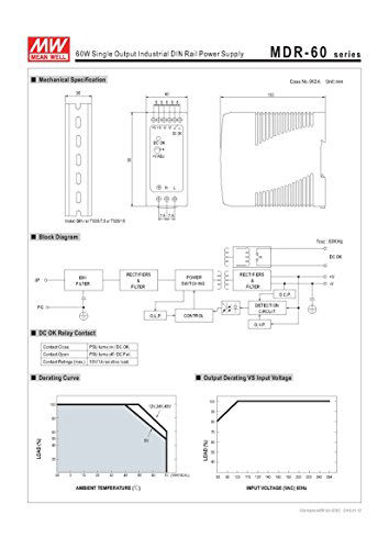 Picture of MEAN WELL MDR-60-24 DIN-Rail Power Supply 24V 2.5 Amp 60W