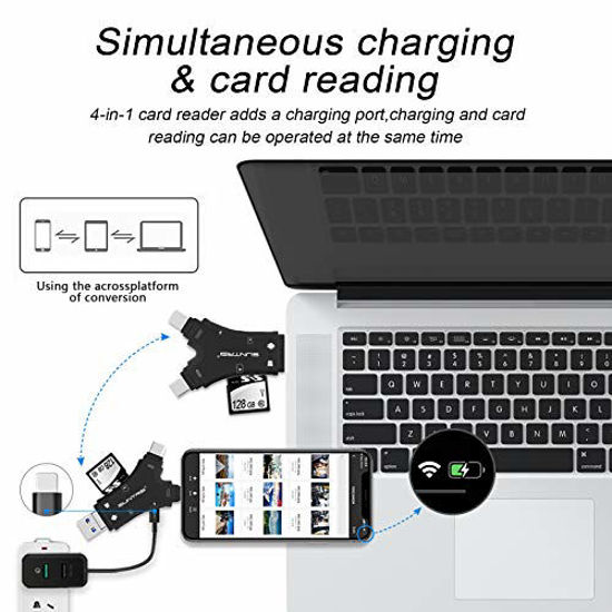 Picture of SD Card Reader for iPhone/ipad/Android/Mac/Computer/Camera,4 in1 Micro SD Card Reader Trail Camera Viewer, Portable Memory Card Reader SD Card Adapter Compatible with SD and TF Cards(Black)