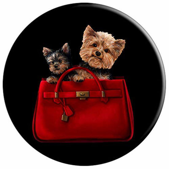 Picture of Cute Dogs In A Bag Dog Owner Portrait Art Design Gift - PopSockets Grip and Stand for Phones and Tablets