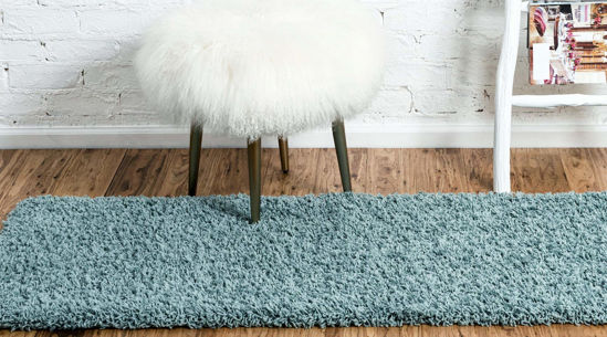 Picture of Unique Loom Solo Solid Shag Collection Modern Plush Light Slate Blue Runner Rug (2' 6 x 16' 5)