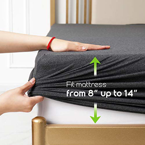 COSMOPLUS Fitted Sheet Twin Fitted Sheet Only(No Flat Sheet or Pillow Shams),4 Way Stretch Micro-Knit,Snug Fit,Wrinkle Free,for Standard Mattress and