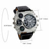 Picture of Avaner Mens Military Quartz Wrist Watch Black PU Leather Strap Big Face Two Time Zone Analog Display Compass Thermometer Decorative Dial Sport Watch