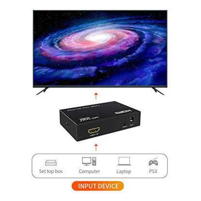 Picture of MT-ViKI HDMI Splitter 1 in 4 Out 1x4 Ports, SP104 4Kx2K@30Hz 3D Full HD 1080P Distributor for PS4 PS3 Fire Stick TV HDTV DVD Computer Monitor