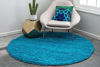 Picture of Unique Loom Solo Solid Shag Collection Modern Plush Turquoise Round Rug (6' 0 x 6' 0)