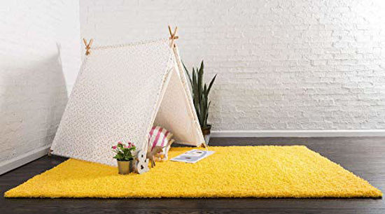 Picture of Unique Loom Solo Solid Shag Collection Modern Plush Tuscan Sun Yellow Area Rug (3' 3 x 5' 3)