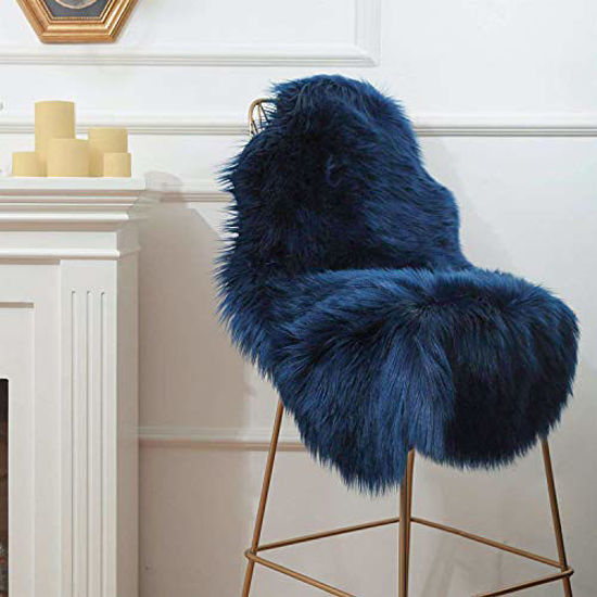 Blue faux fur online chair