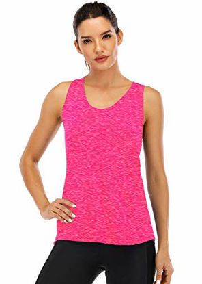Picture of Fihapyli Workout Tank Tops for Women Sleeveless Yoga Tops for Women Mesh Back Tops Racerback Muscle Tank Tops Workout Tops for Women Backless Gym Tops Running Tank Tops Activewear Tops Rose L