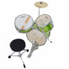 Picture of Mendini by Cecilio 13 inch 3-Piece Kids/Junior Drum Set with Throne, Cymbal, Pedal & Drumsticks (Green Metallic)