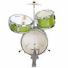 Picture of Mendini by Cecilio 13 inch 3-Piece Kids/Junior Drum Set with Throne, Cymbal, Pedal & Drumsticks (Green Metallic)