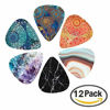 Picture of Guitar Picks - Cheliz 12 Medium Gauge Celluloid Guitar Picks In a Box W/Picks Holder. Unique Guitar Gift For Bass, Electric & Acoustic Guitars (Flower Stone)