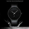 Picture of Mens Watches Ultra-Thin Minimalist Waterproof-Fashion Wrist Watch for Men Unisex Dress with Leather Band-Silver Hands