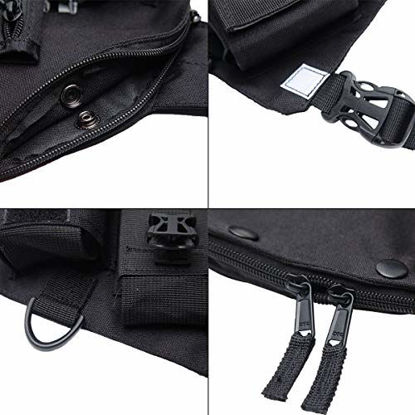 Picture of ABBREE Chest Harness Front Pack Pouch Holster Vest Rig for Baofeng UV-5R BF-F8HP UV-82 TYT Ham Two Way Radio (Rescue Essentials) (Reflective Black)