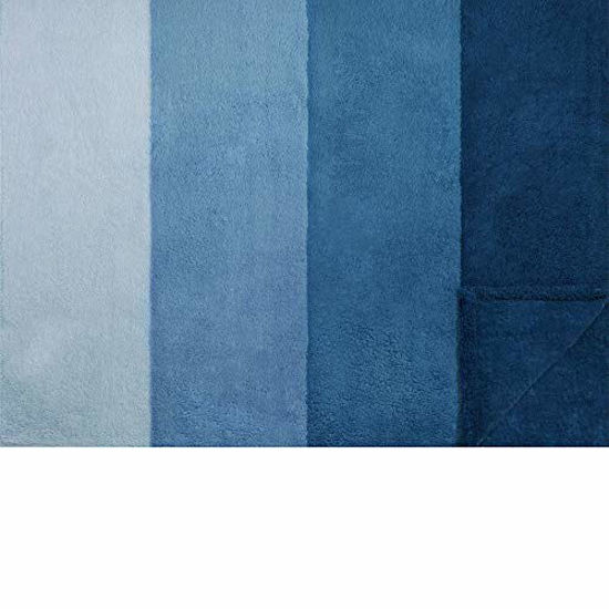 Picture of PAVILIA Sherpa Ombre Throw Blanket for Couch | Fuzzy Plush Cozy Microfiber Fleece Couch Blanket | Gradient Decorative Accent Throw | 60x80 Inches Sea Blue