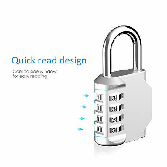 Picture of Puroma 2 Pack Combination Lock 4 Digit Outdoor Waterproof Padlock for School Gym Locker, Sports Locker, Fence, Toolbox, Gate, Case, Hasp Storage (Silver)