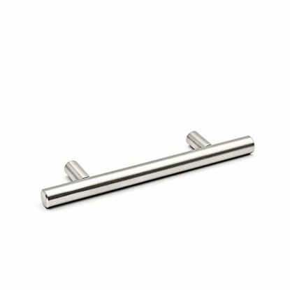 Picture of homdiy Cabinet Handles Brushed Nickel Drawer Pulls - HD201SN Cabinet Hardware Stainless Steel Kitchen Cupboard Handles Cabinet Handles,100 Pack 3-1/2in Hole Centers Handles for Dresser Drawers