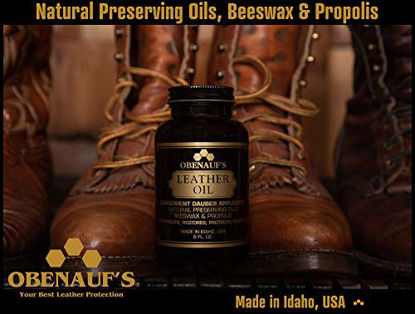 Picture of Obenauf's Leather Oil Conditions Restores Preserves Dry Leather (8oz with Applicator)