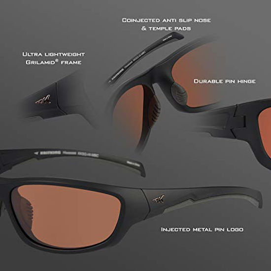 GetUSCart- KastKing Hiwassee Polarized Sport Sunglasses for Men and Women,  Matte Blackout Frame,Copper Lens