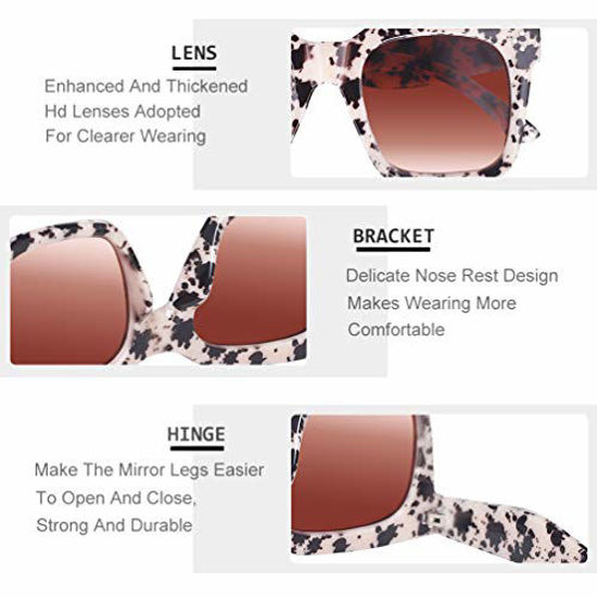 Rivet Square Sunglasses Women Fashion Designer Sun Glasses Female Style Big  Frame Brown Gradient Sunglasses Gift : Amazon.co.uk: Fashion