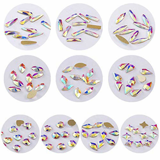 Picture of AD Beads 2300 Pcs Top Quality Flatback Rhinestone Around assortment size Plus 100 total in 10 different shapes