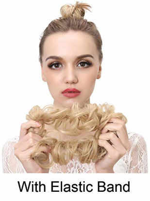 Picture of Messy Bun Hair Piece Thick Updo Scrunchies Synthetic Hair Extensions Ponytail Hair Wig Hairpiece Beach Blonde