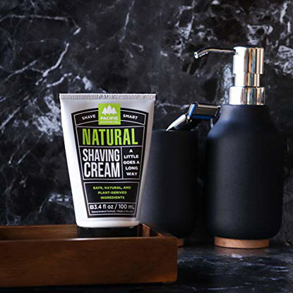 Picture of Pacific Shaving Company Natural Shaving Cream - Safe, Natural, and Plant-Derived Ingredients for a Smooth Shave, Softer Skin, Less Irritation, Cruelty Free, TSA Friendly, Made in USA, 3.4 oz (2-Pack)