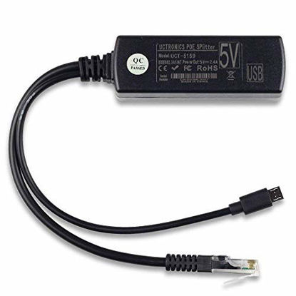 Picture of UCTRONICS IEEE 802.3af Micro USB Active PoE Splitter Power Over Ethernet 48V to 5V 2.4A for Tablets, Dropcam or Raspberry Pi (48V to 5V 2.4A)