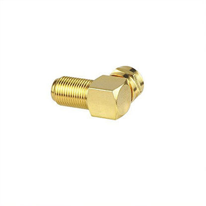 Picture of VCE 5-Pack 90 Degree Coaxial Connector, Right Angle F-Type RG6 Male to Female Adapter Gold Plated