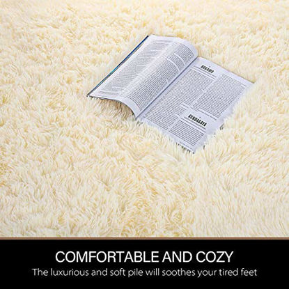 Picture of LOCHAS Ultra Soft Indoor Modern Area Rugs Fluffy Living Room Carpets for Children Bedroom Home Decor Nursery Rug 5.3x7.5 Feet, Light Champagne