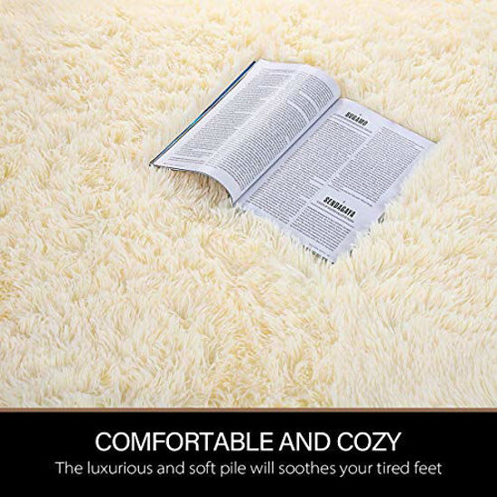 Picture of LOCHAS Ultra Soft Indoor Modern Area Rugs Fluffy Living Room Carpets for Children Bedroom Home Decor Nursery Rug 5.3x7.5 Feet, Light Champagne