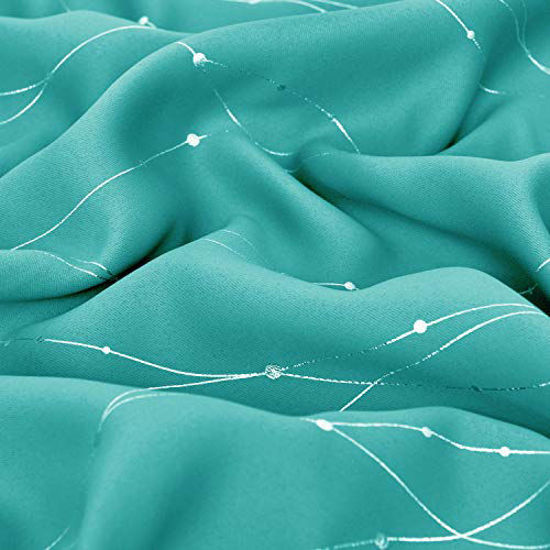 Picture of Deconovo Blackout Grommet Curtains Pair Noise Reducing Light Blocking Drapes with Dots Pattern for Sliding Glass Door 42 x 63 Inch Turquoise 2 Panels
