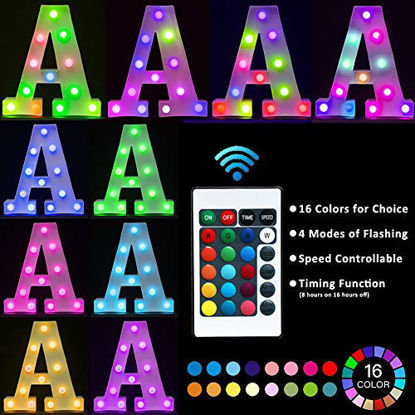 Picture of Pooqla Colorful LED Marquee Letter Lights with Remote - Light Up Marquee Signs - Party Bar Letters with Lights Decorations for The Home - Multicolor Z