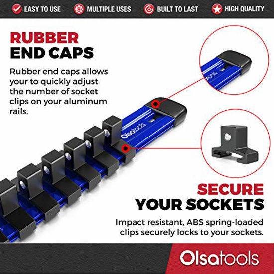 Picture of Olsa Tools 3/8-Inch Drive Aluminum Socket Organizer | Premium Quality Socket Holder (Orange)