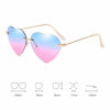 Picture of Dollger Heart Sunglasses for Women Thin Metal Frame Lovely Heart Style Blue and Pink lens