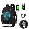 Picture of FLYMEI Anime Luminous Backpack for Boys, 15.6'' Laptop Backpack with USB Charging Port, Bookbag for School with Anti-Theft Lock, Black Travel Backpack Cool Back Pack for Work