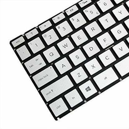 Picture of GinTai US Laptop Keyboard with Backlit Replacement for HP Pavilion X360 14-BA 14T-BA 14M-BA 14-BS, Silver