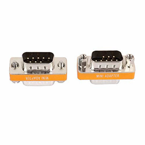 Picture of DB9 Null Modem Adapter RS232 Male to Male Serial Mini Cable Gender Changer Coupler Connector -2 Pack