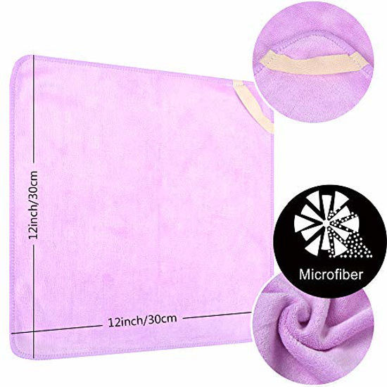 Picture of Sinland Microfiber Facial Cloths Fast Drying Washcloth 12inch x 12inch Light Purple 10 pack