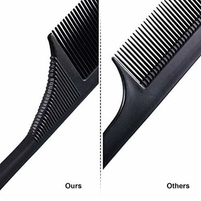 Picture of 2 Pack Black Rat Tail Combs Carbon Styling Comb Fiber Anti Static and Heat Resistant Tail Comb for Back Combing, Root Teasing, Adding Volume, Evening Styling