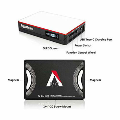 Picture of Aputure Amaran MC RGBWW Mini On Camera Video Light,3200K-6500K,CRI/TLCI 96+,HSI Mode,Support Magnetic Attraction and App with USB-C PD and Wireless Charging
