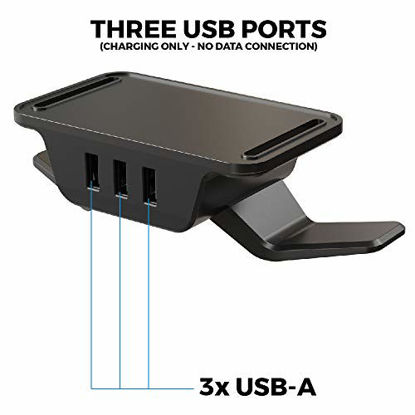 Picture of HumanCentric Headphone Stand with USB Charger (Black) | Under Desk Headset Hanger and Mount with 3 USB-A Ports | Gaming, Computer, and PC Accessory