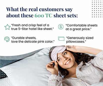 Picture of 600 Thread Count Best Bed Sheets 100% Cotton Sheets Set - Extra Long-Staple Cotton Sheet for Bed 4 Piece Set with Deep Pocket (Dusty Rose, Full)