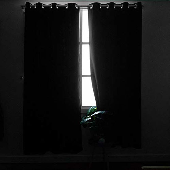 Picture of BGment Black Blackout Curtains for Bedroom - Grommet Thermal Insulated Room Darkening Block Out Curtains for Living Room, Set of 2 Panels, 52 x 63 Inch