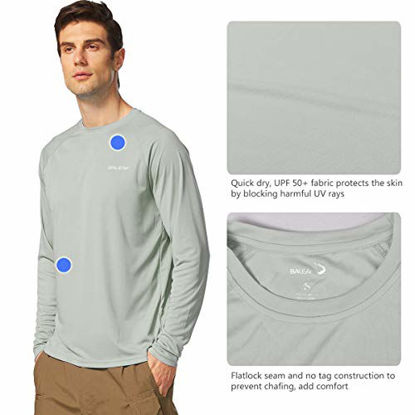 Picture of BALEAF Men's Long Sleeve Shirts Lightweight UPF 50+ Sun Protection SPF T-Shirts Fishing Hiking Running Gray Size XL