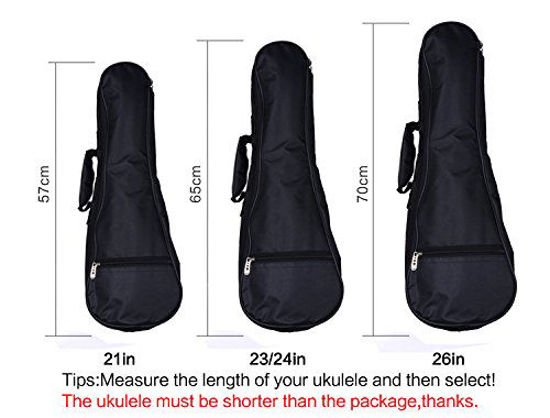 Picture of HOT SEAL Waterproof Durable Colorful Ukulele Cotton Case Bag with Storage (21in, black)