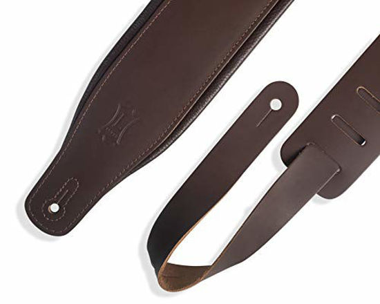 Picture of Levy's Leathers 3" Wide Leather Guitar Strap with Foam Padding and Garment Leather Backing; Dark Brown (M26PD-DBR_DBR)