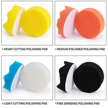 Picture of Kshineni Car Foam Drill 3-Inch Buffing Pad,11 Pcs Polishing Pads Kit,Car Buffer Polisher Kit Drill Buffing Kit for Car Polishing,Waxing,Sealing Glaze