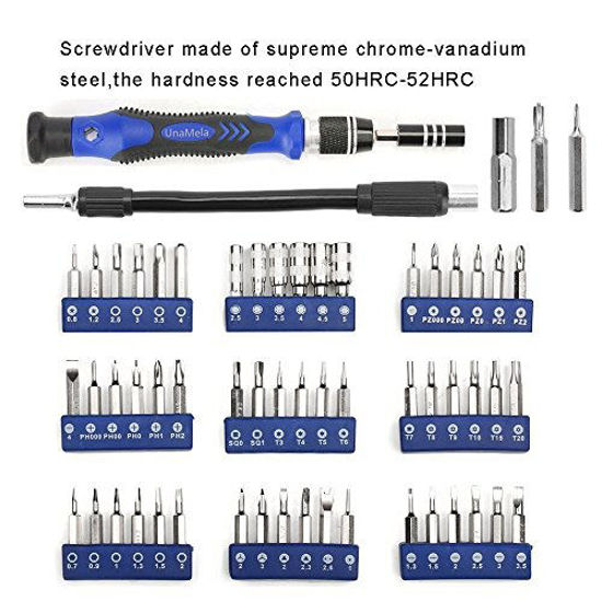 Picture of 61 in 1 Professional Computer Repair Screwdriver Set, Precision PC, Laptop Repair Tool Kit, with 56 Magnetic Bit and Flexible Shaft, Suitable for Macbook, Tablet, PS4, Xbox Controller Repair