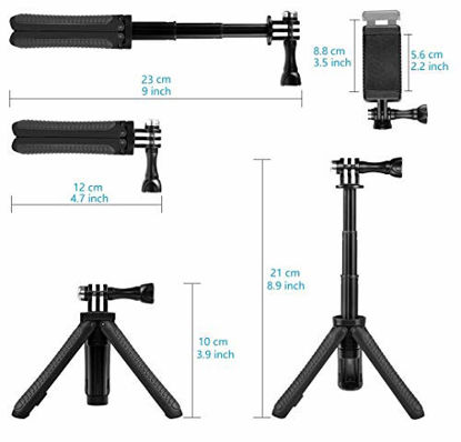 Picture of Taisioner Mini Selfie Stick Tripod Kit Two in One Compatible with GoPro AKASO Action Camera and Cell Phone Accessories