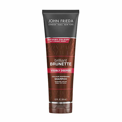 Picture of John Frieda Brilliant Brunette Visibly Deeper Color Deepening Shampoo, 8.3 Ounce, with Evening Primrose Oil, Infused with Cocoa