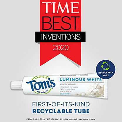 Picture of Tom's of Maine Natural Luminous White Toothpaste with Fluoride, Clean Mint, 4.7 oz. 3-Pack